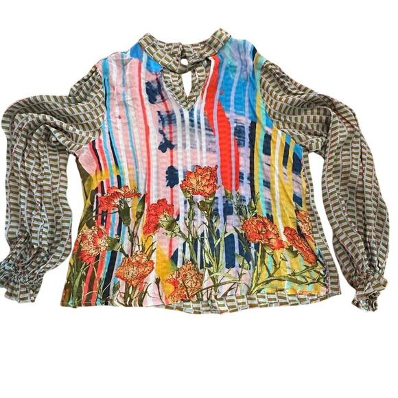 Anthropologie Conditions Apply Retro Peasant Blouse Top Size Small - Picture 4 of 11
